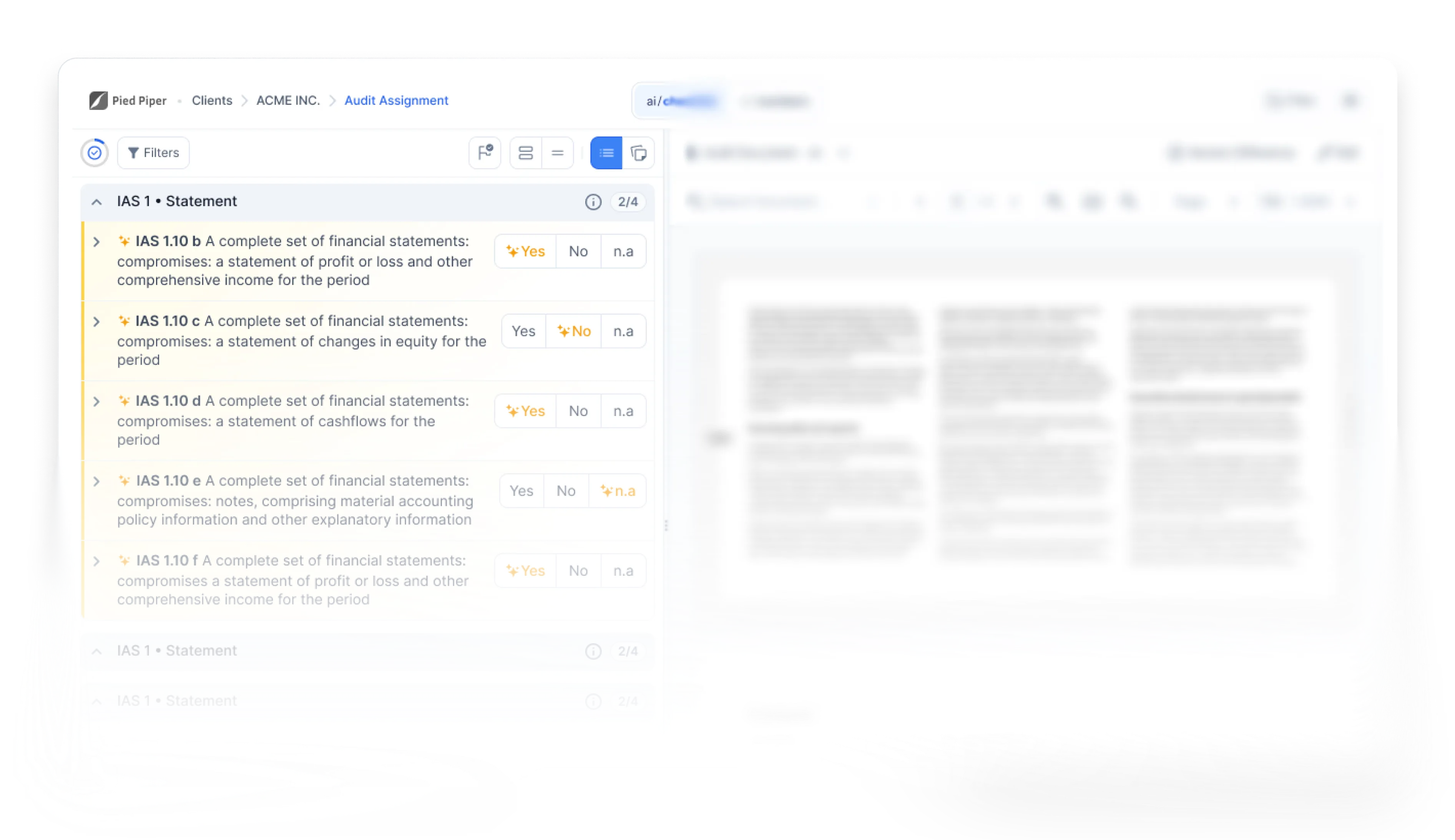 The ai/checklist review screen with a completed disclosure checklist